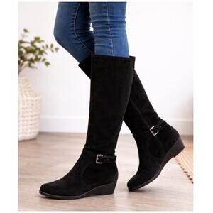 La Canadienne Women’s Black Knee-High Slip On Boots Size 6W